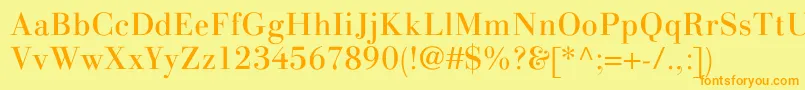LinotypegianottenRegular-Schriftart – Orangefarbene Schriften auf gelbem Hintergrund