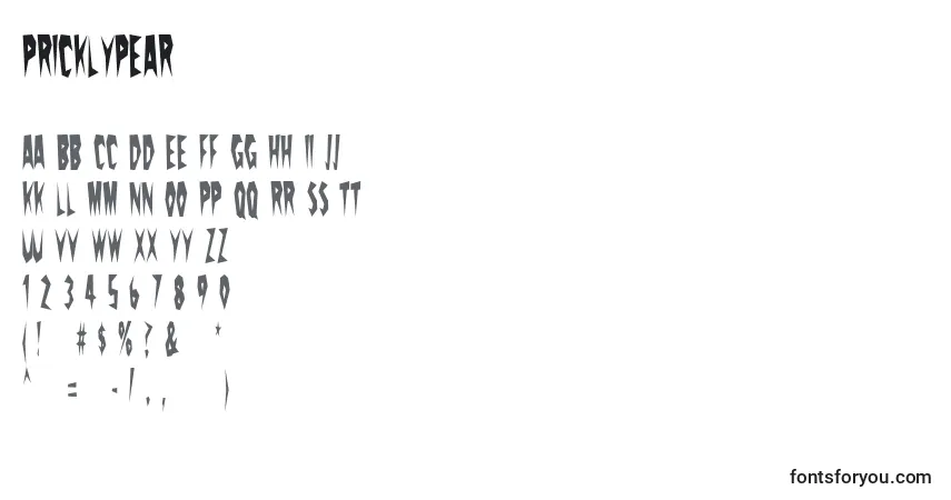 Pricklypear-fontti – aakkoset, numerot, erikoismerkit