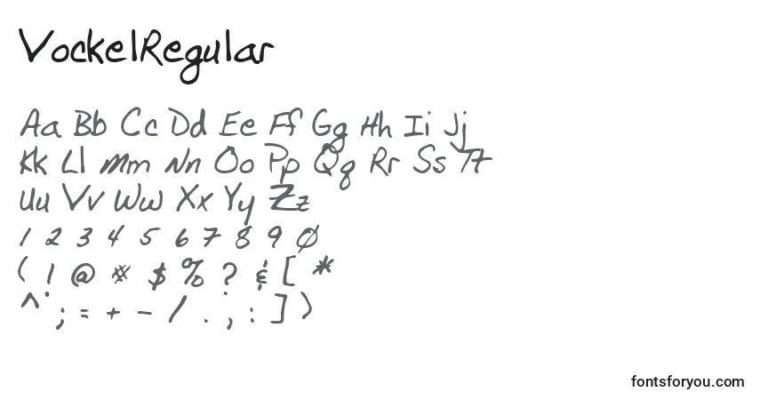 A fonte VockelRegular – alfabeto, números, caracteres especiais