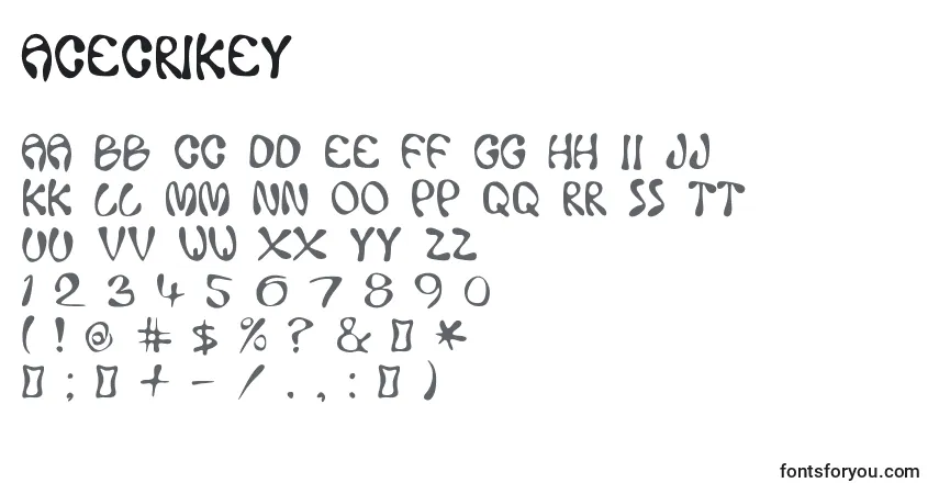 AceCrikey Font – alphabet, numbers, special characters