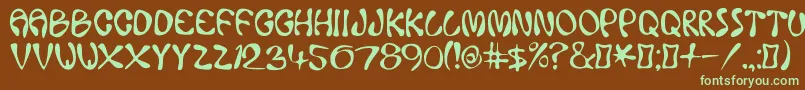 AceCrikey-fontti – vihreät fontit ruskealla taustalla