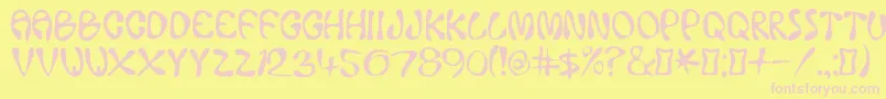 フォントAceCrikey – ピンクのフォント、黄色の背景