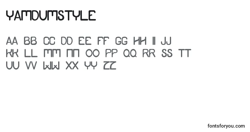Czcionka YamdumStyle – alfabet, cyfry, specjalne znaki