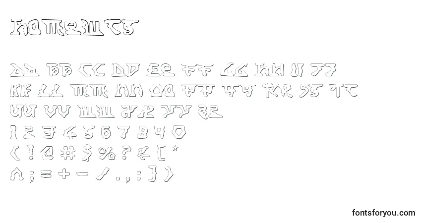 Czcionka Homewts – alfabet, cyfry, specjalne znaki