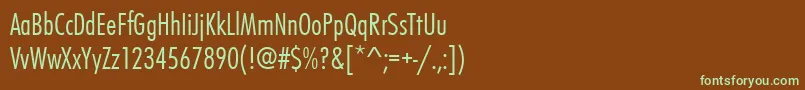 フォントFuturateeligcon – 緑色の文字が茶色の背景にあります。