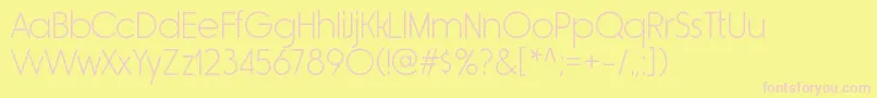Więcej informacji o czcionce RimouskiltRegular Czcionka RimouskiltRegular – różowe czcionki na żółtym tle