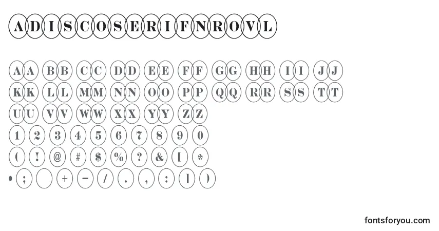 Czcionka ADiscoserifnrovl – alfabet, cyfry, specjalne znaki