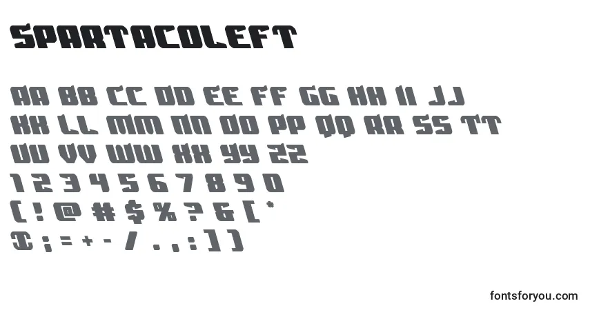 A fonte Spartacoleft – alfabeto, números, caracteres especiais