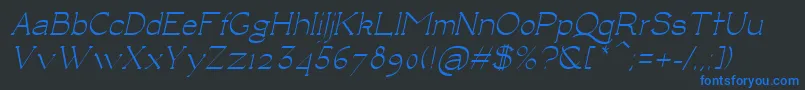 LuisaItalic-fontti – siniset fontit mustalla taustalla