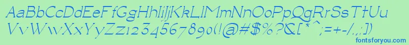 LuisaItalic Font – Blue Fonts on Green Background