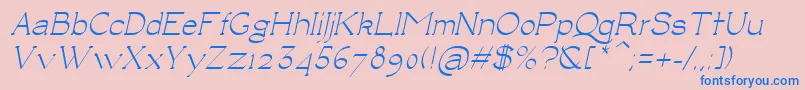 LuisaItalic-fontti – siniset fontit vaaleanpunaisella taustalla