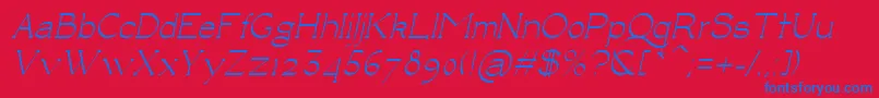 フォントLuisaItalic – 赤い背景に青い文字