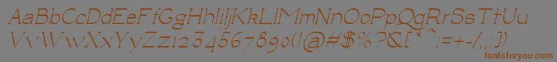 フォントLuisaItalic – 茶色の文字が灰色の背景にあります。