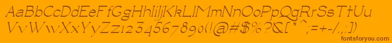 LuisaItalic-Schriftart – Braune Schriften auf orangefarbenem Hintergrund