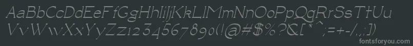 LuisaItalic-fontti – harmaat kirjasimet mustalla taustalla