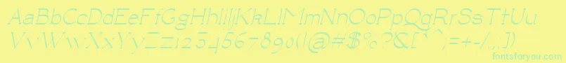 フォントLuisaItalic – 黄色い背景に緑の文字