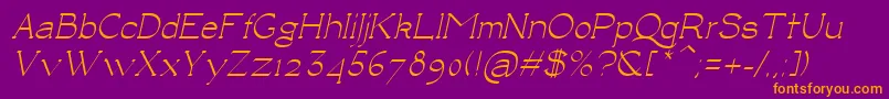 LuisaItalic-Schriftart – Orangefarbene Schriften auf violettem Hintergrund