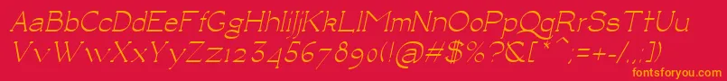 LuisaItalic-fontti – oranssit fontit punaisella taustalla