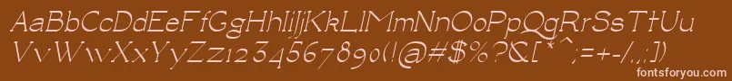 LuisaItalic-fontti – vaaleanpunaiset fontit ruskealla taustalla