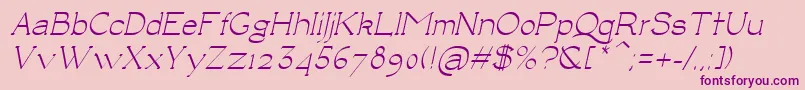 LuisaItalic-fontti – violetit fontit vaaleanpunaisella taustalla