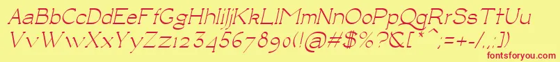フォントLuisaItalic – 赤い文字の黄色い背景