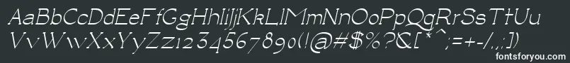 LuisaItalic-fontti – valkoiset fontit mustalla taustalla
