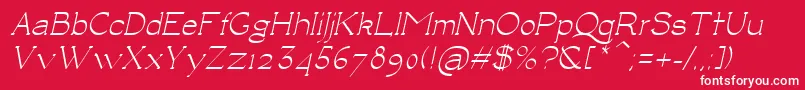 フォントLuisaItalic – 赤い背景に白い文字