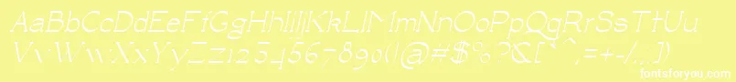 LuisaItalic-fontti – valkoiset fontit keltaisella taustalla