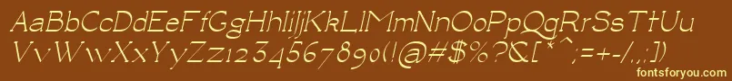 LuisaItalic-fontti – keltaiset fontit ruskealla taustalla