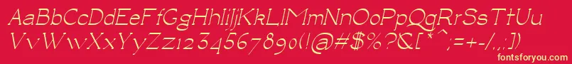 フォントLuisaItalic – 黄色の文字、赤い背景