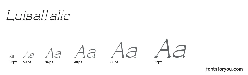 Размеры шрифта LuisaItalic
