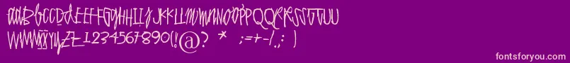 Polvihumppilasanoo Font – Pink Fonts on Purple Background