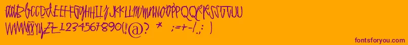 Polvihumppilasanoo Font – Purple Fonts on Orange Background