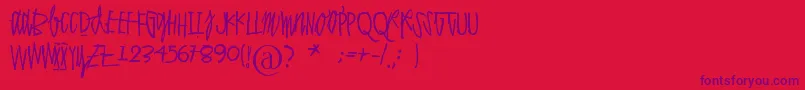 Polvihumppilasanoo Font – Purple Fonts on Red Background