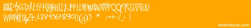 Polvihumppilasanoo-Schriftart – Weiße Schriften auf orangefarbenem Hintergrund