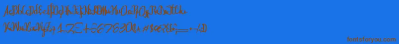 フォントAstralprojections – 茶色の文字が青い背景にあります。