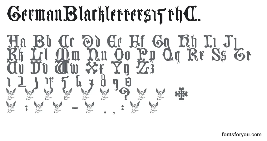 A fonte GermanBlackletters15thC. – alfabeto, números, caracteres especiais