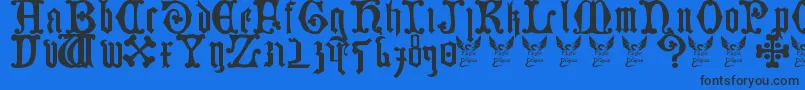 Fonte GermanBlackletters15thC. – fontes pretas em um fundo azul