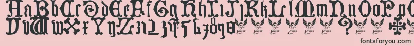 GermanBlackletters15thC.-Schriftart – Schwarze Schriften auf rosa Hintergrund