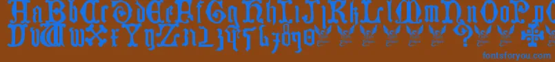 GermanBlackletters15thC.-Schriftart – Blaue Schriften auf braunem Hintergrund