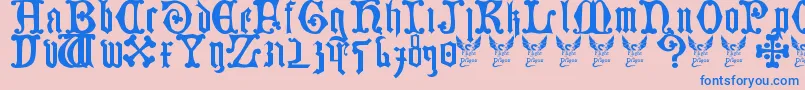 GermanBlackletters15thC.-Schriftart – Blaue Schriften auf rosa Hintergrund