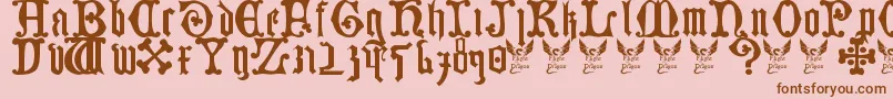 フォントGermanBlackletters15thC. – ピンクの背景に茶色のフォント