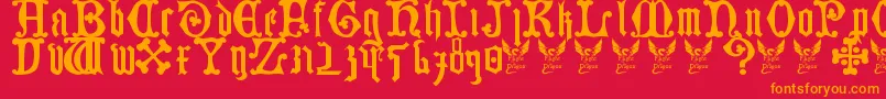 フォントGermanBlackletters15thC. – 赤い背景にオレンジの文字