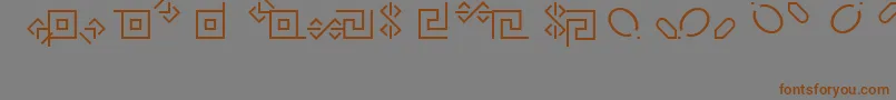 フォントRusticanaBorders – 茶色の文字が灰色の背景にあります。