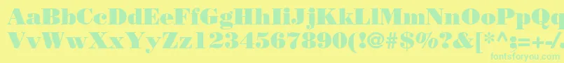 BodoniLtPoster-Schriftart – Grüne Schriften auf gelbem Hintergrund