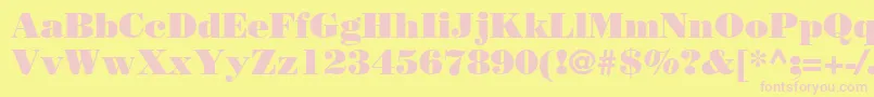 BodoniLtPoster-Schriftart – Rosa Schriften auf gelbem Hintergrund