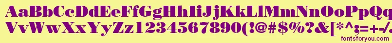 BodoniLtPoster Font – Purple Fonts on Yellow Background