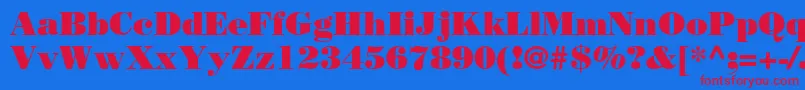 BodoniLtPoster Font – Red Fonts on Blue Background