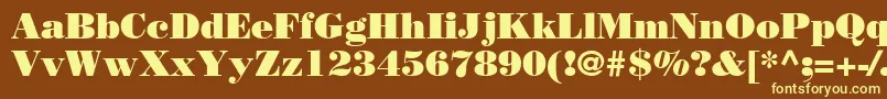 BodoniLtPoster-fontti – keltaiset fontit ruskealla taustalla