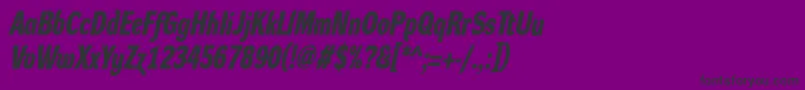 Czcionka DynagroteskdcBolditalic – czarne czcionki na fioletowym tle